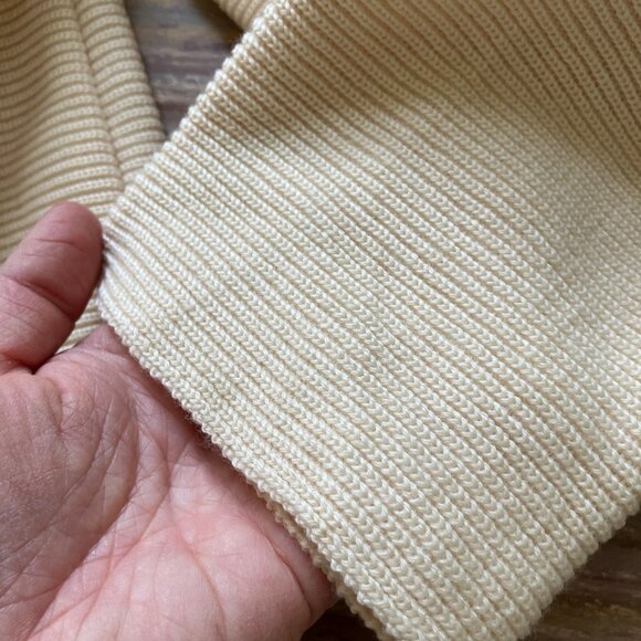 Saint James Ivory Wool Ribbed Knit Cardigan Sweater with Toggle Closures - Picture 5 of 11